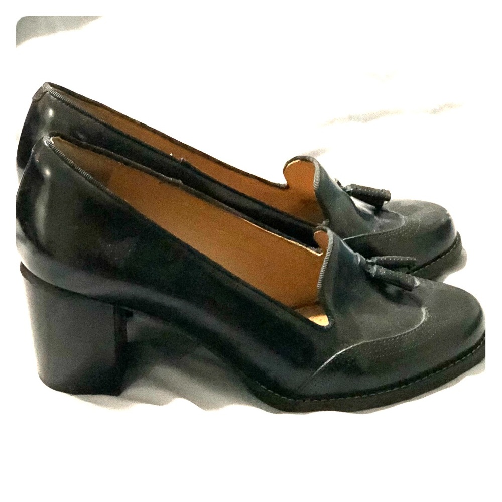 Black Clark Loafers with Chunky Heel